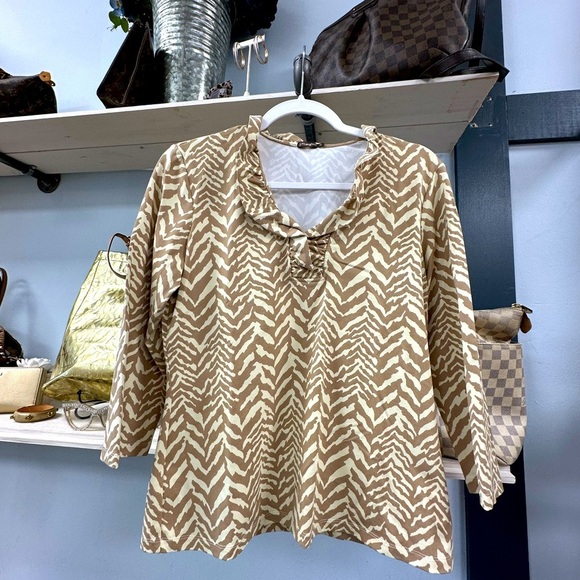J.McLaughlin Catalina Cloth Ruffle Top (Animal Print) - Size M - Picture 3 of 6